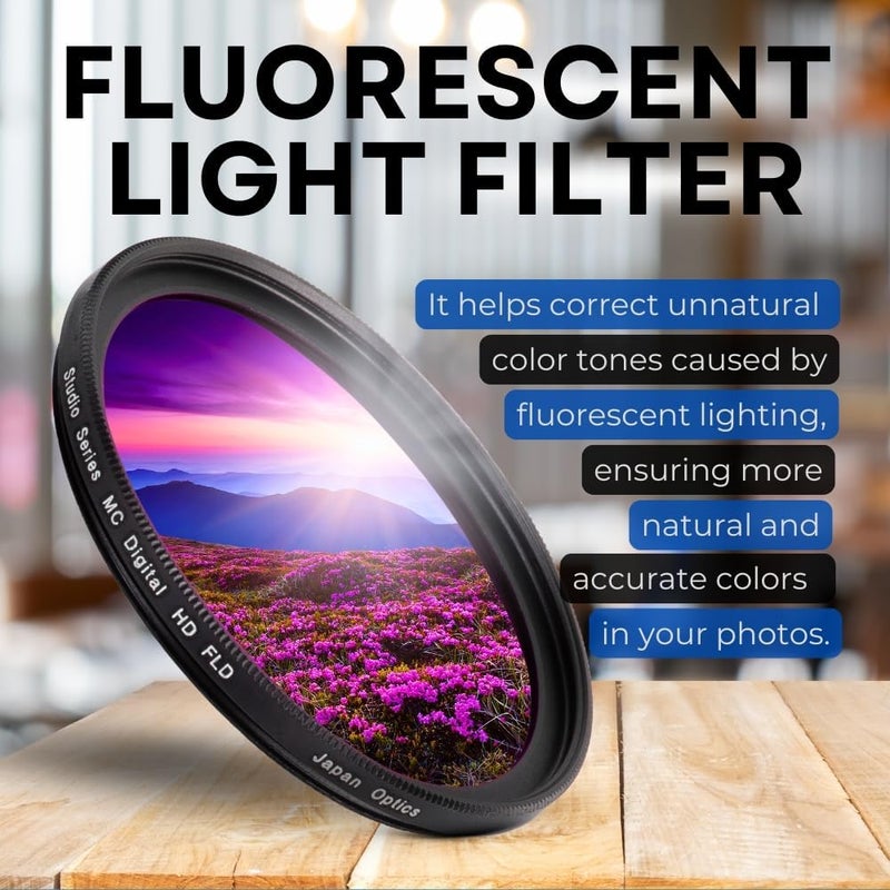 SSE 58mm Multi-Coated 3 Piece Filter Kit (UV-CPL-FLD) for DSLR Canon EOS Rebel 70D 77D 80D 90D T8i T7 T7i T6i T6s T6 T5i T5 T4i T3i T100 SL1 SL2 SL3 & More - Image 5